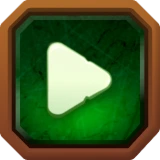 Play button icon on green textured background