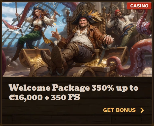 Fat Pirate Casino welcome package: 350% up to €16,000 + 350 FS