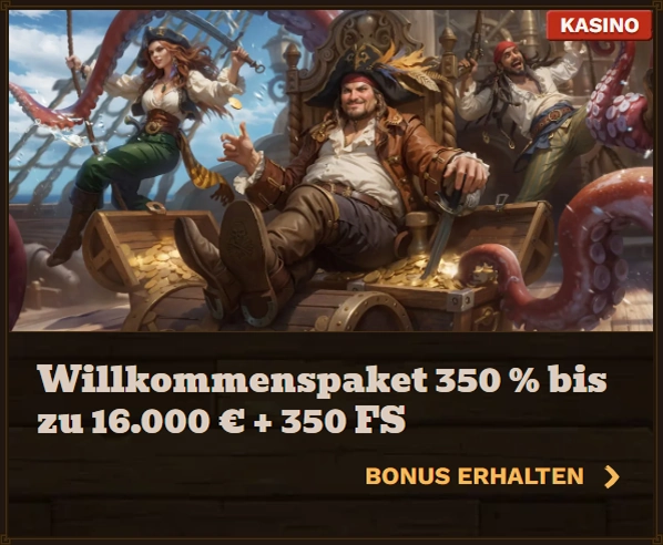 Fat Pirate Casino welcome offer: 350% up to €16,000 + 350 FS