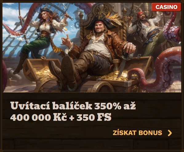 Fat Pirate Casino welcome bonus: 350% up to 400,000 Kč + 350 FS