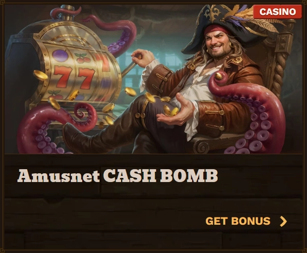 Fat Pirate Casino banner with pirate, slot machine, and tentacles