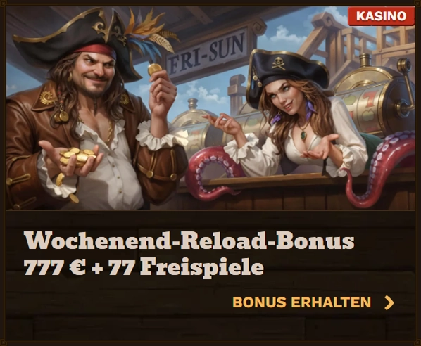 Fat Pirate Casino weekend reload bonus 777€ + 77 free spins banner