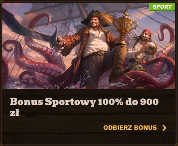 Pirate holding trophy and ball with kraken tentacles, sport bonus offer