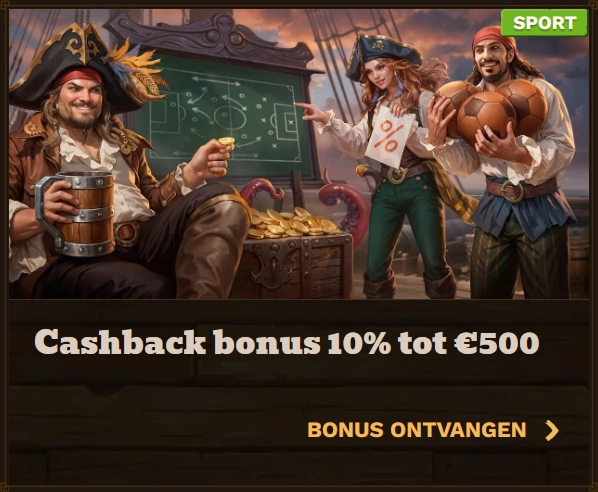 Fat Pirate Casino cashback bonus 10% up to €500 banner
