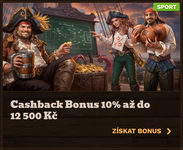 Fat Pirate Casino cashback bonus 10% up to 12,500 Kč banner
