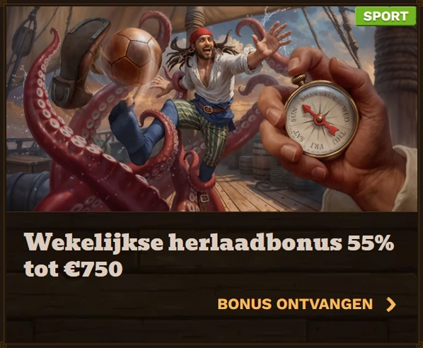 Fat Pirate Casino weekly reload bonus 55% up to €750