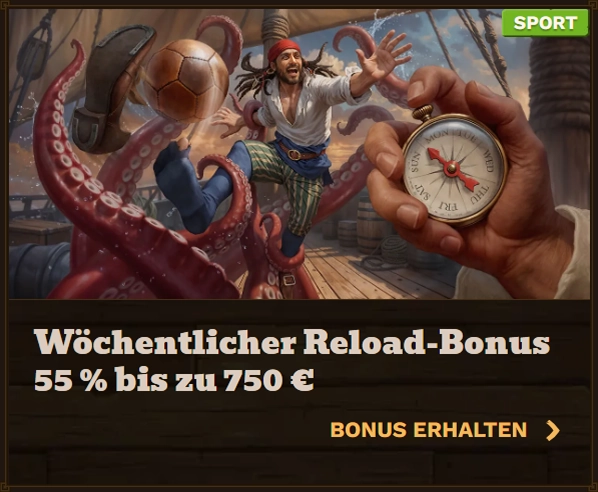 Fat Pirate Casino: 55% reload bonus up to €750