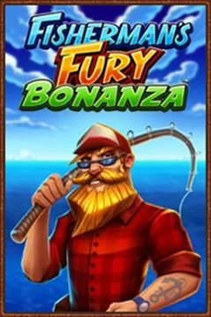 Fisherman's Fury Bonanza slot game with animated fisherman holding rod