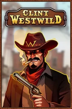 Clint Westwild character art with cowboy hat and smoking gun