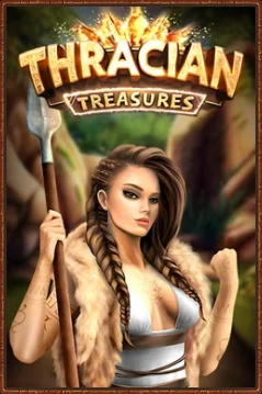 Thracian Treasures slot game with fierce warrior woman and spear