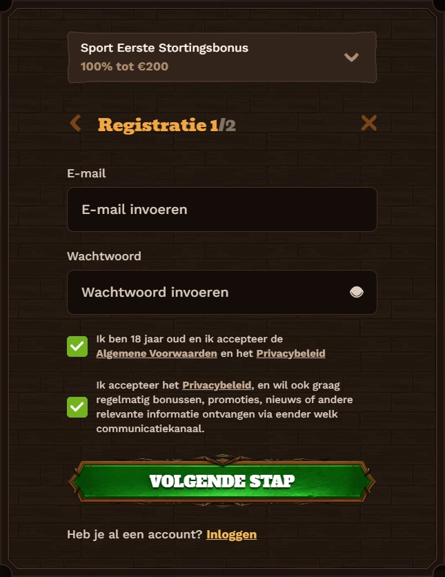 Fat Pirate Casino registration form with email and password fields