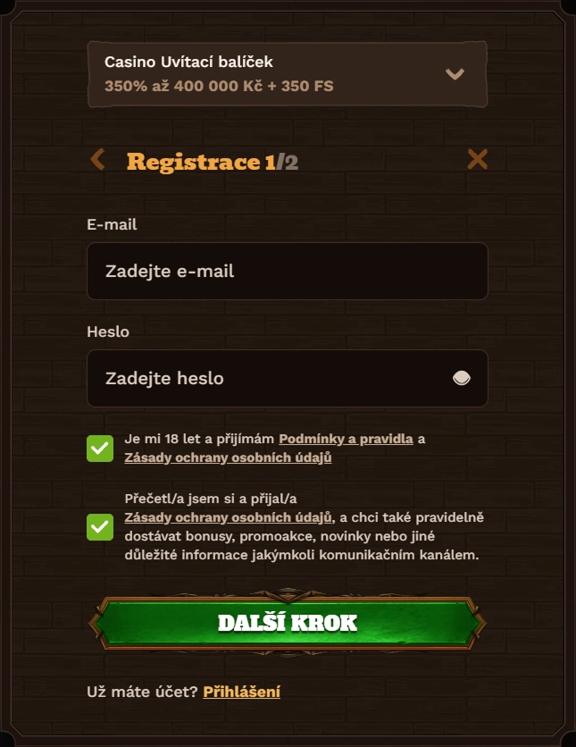 Fat Pirate Casino registration page with email and password fields