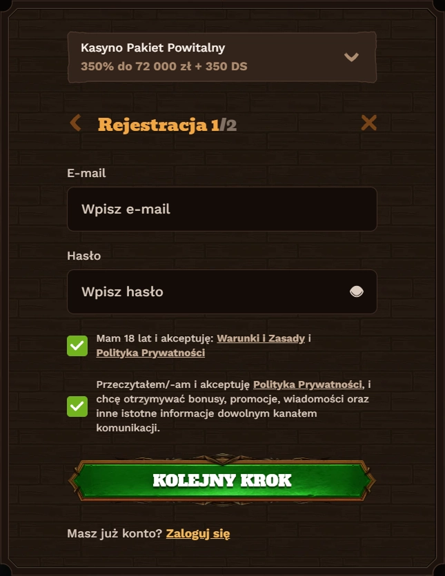 Fat Pirate Casino registration form with email and password fields