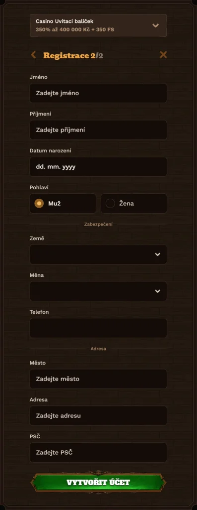 Fat Pirate Casino registration form with fields for name, surname, and date of birth