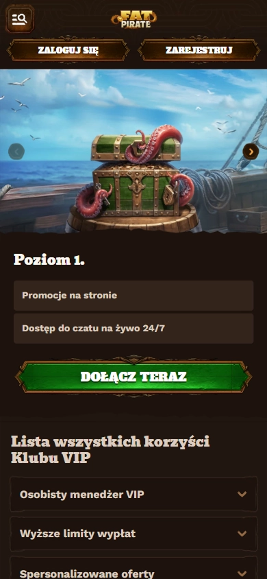 Fat Pirate Casino registration page with login and sign-up buttons