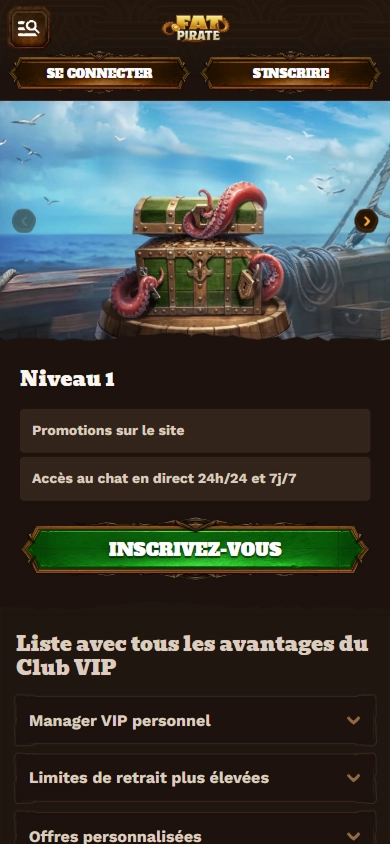 Fat Pirate Casino registration page with login and sign-up buttons