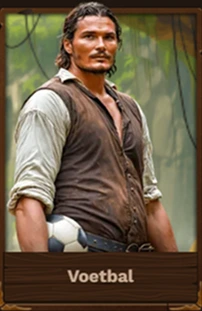 Man with soccer ball, "Voetbal" text