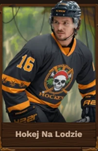 Hokey Na Lodzie ice hockey player with skull logo jersey