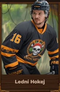 Fat Pirate Casino ice hockey player with skull and crossbones logo