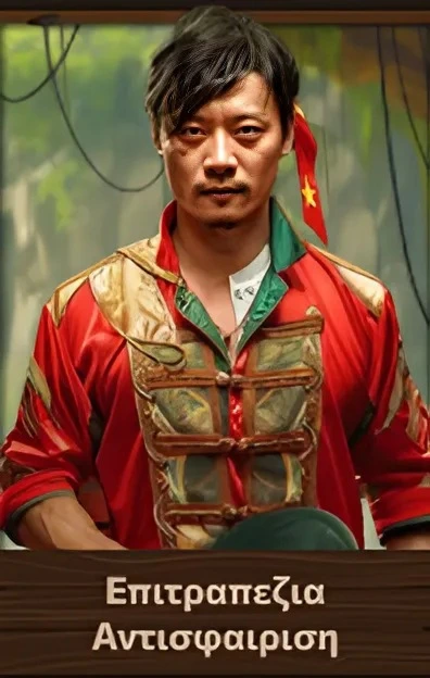 Man in red and gold martial arts uniform with yellow ribbon